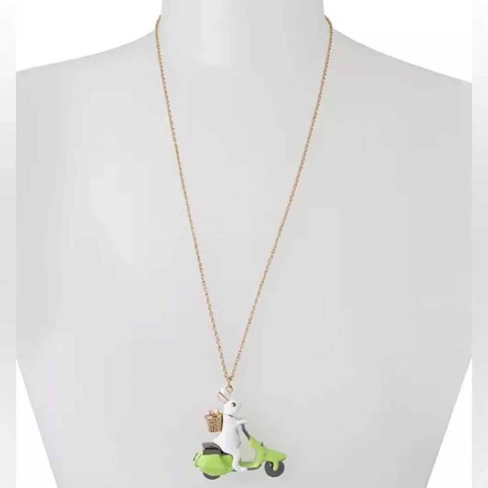 Betsey Johnson Bunny Vespa Pendant Slider Necklace - Picture 3 of 4